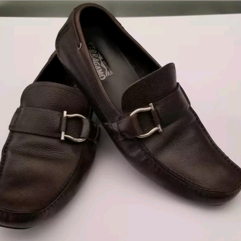 FERRAGAMO BROWN GANCINI SINGLE BUCKLE DRIVERS@